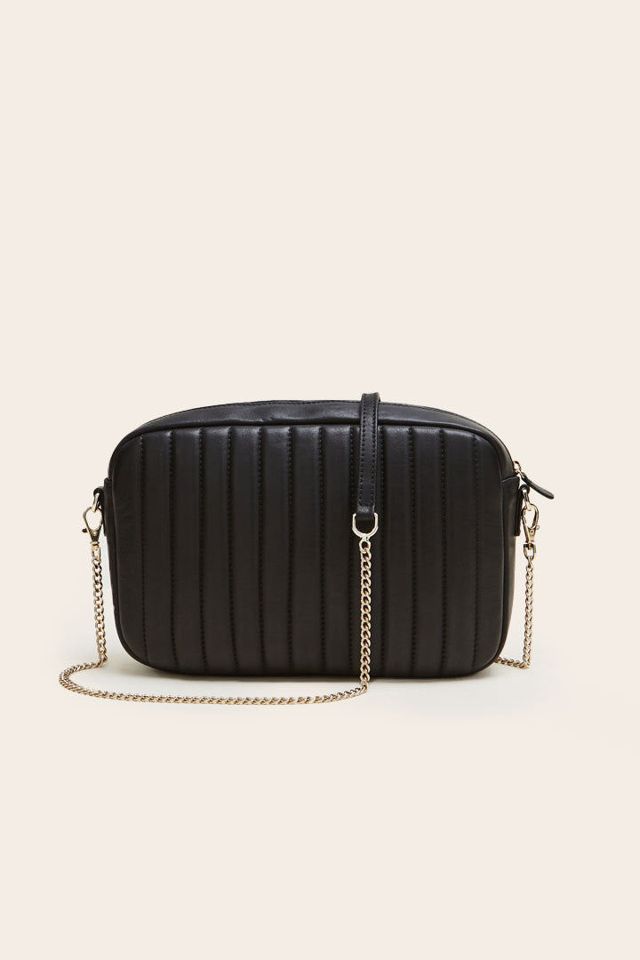 Large smooth black caesar bag