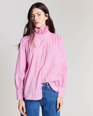Léonor shirt with pink and red stripes