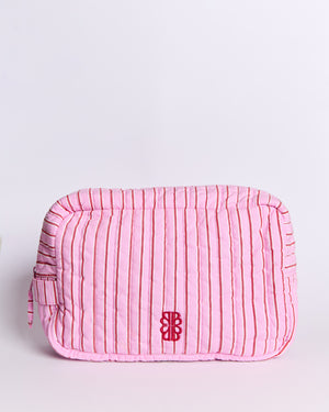 Trousse de toilettes Perla rayures rose et rouge