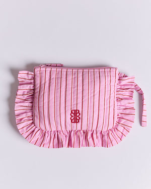 Pochette Carline rayures rose et rouge