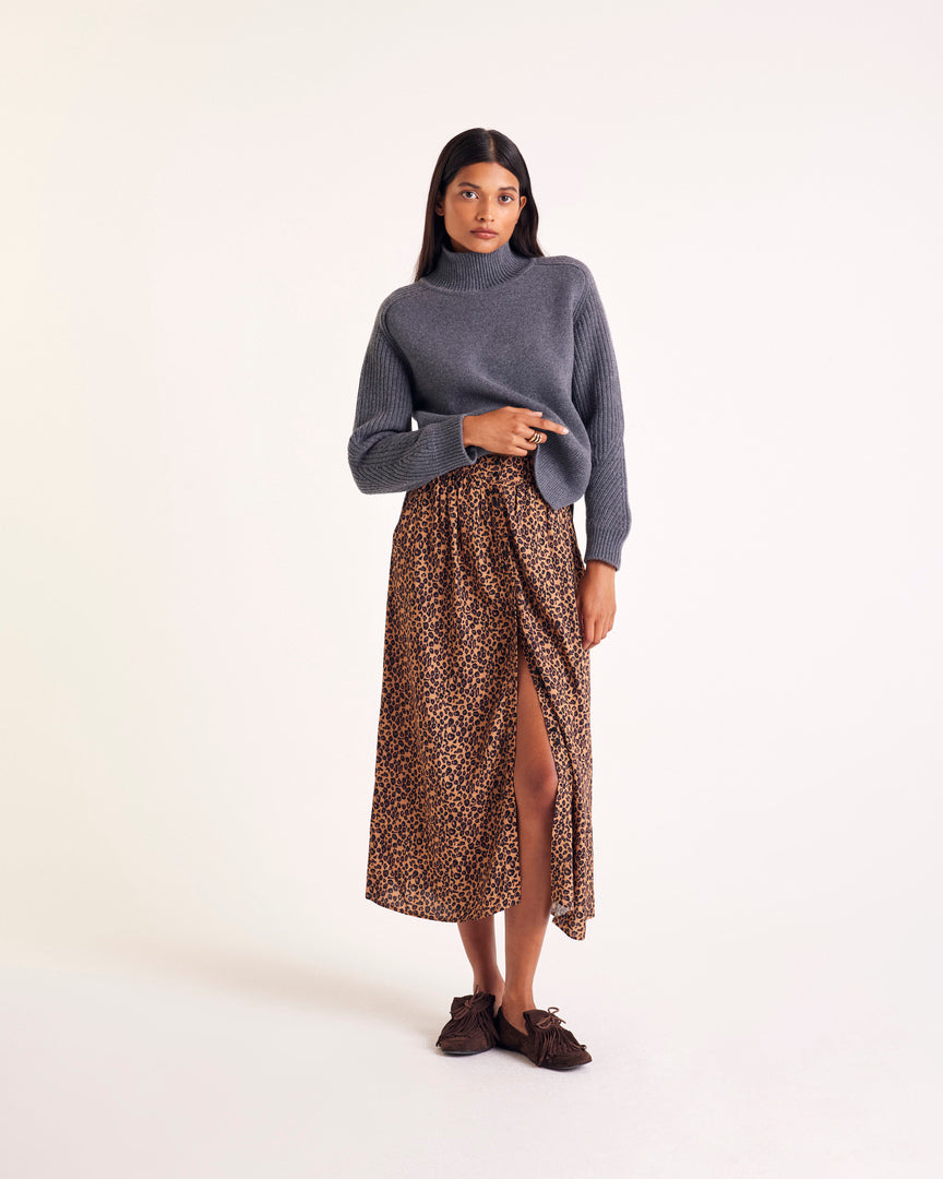 Jupe Sally imprimé guépard cappuccino