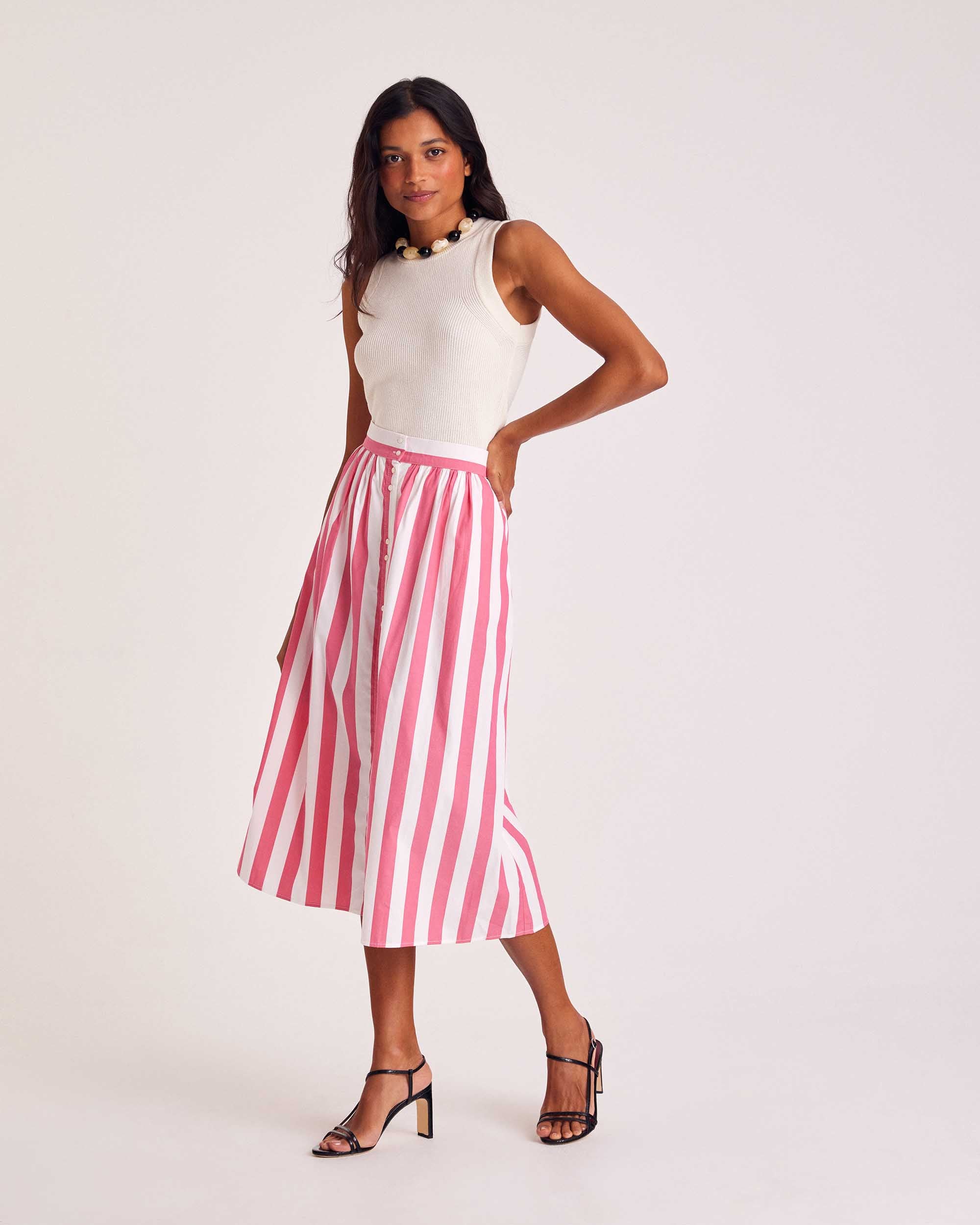 Sally skirt pink stripes - Balzac Paris