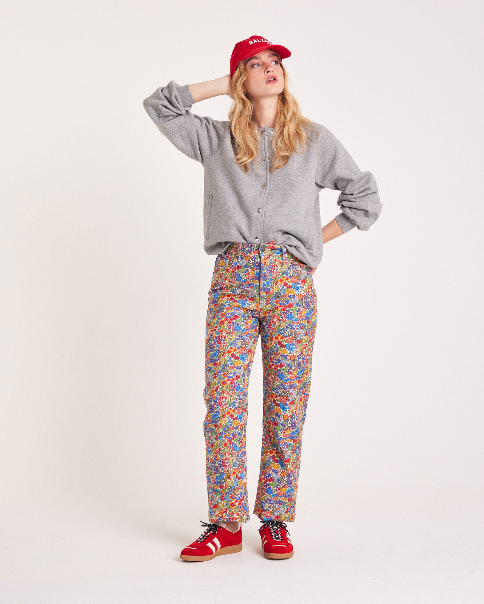Jeans Robi in fabric Liberty blue and yellow