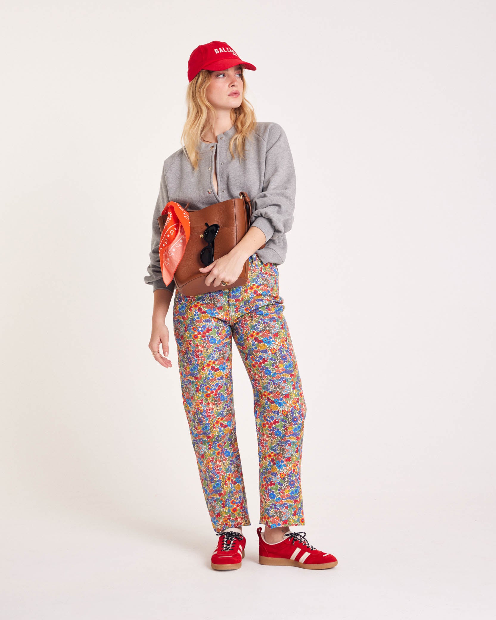 Jeans Robi in fabric Liberty blue and yellow