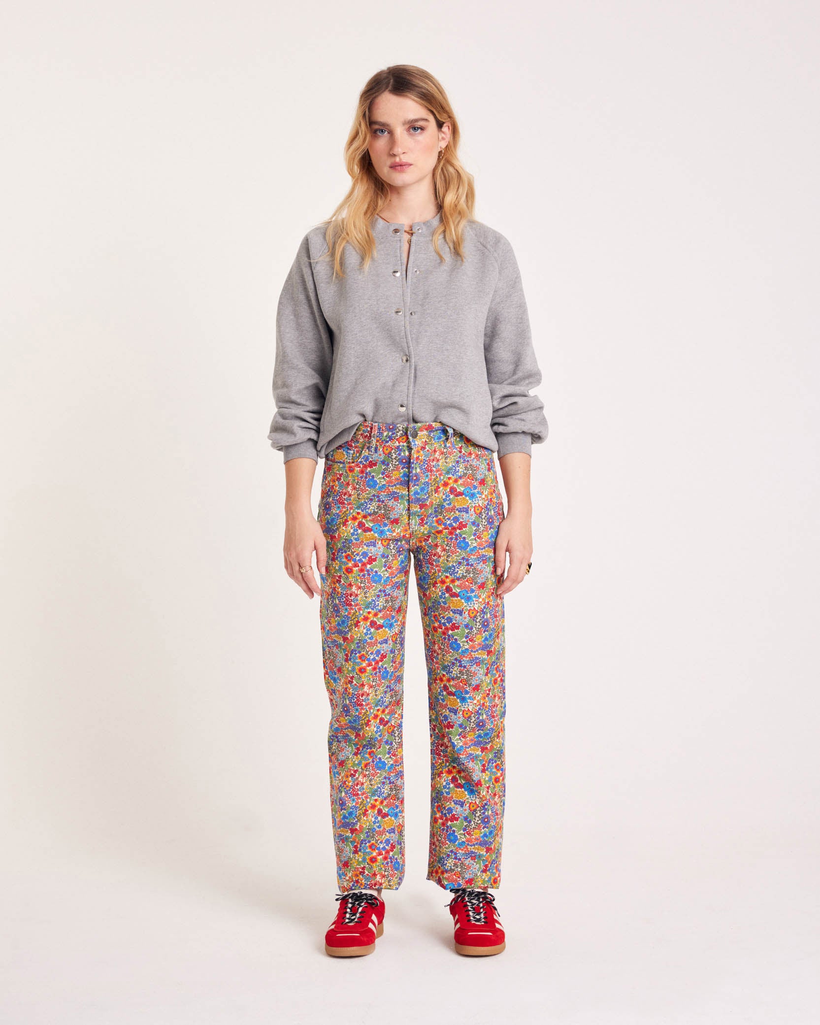 Jeans Robi in fabric Liberty blue and yellow