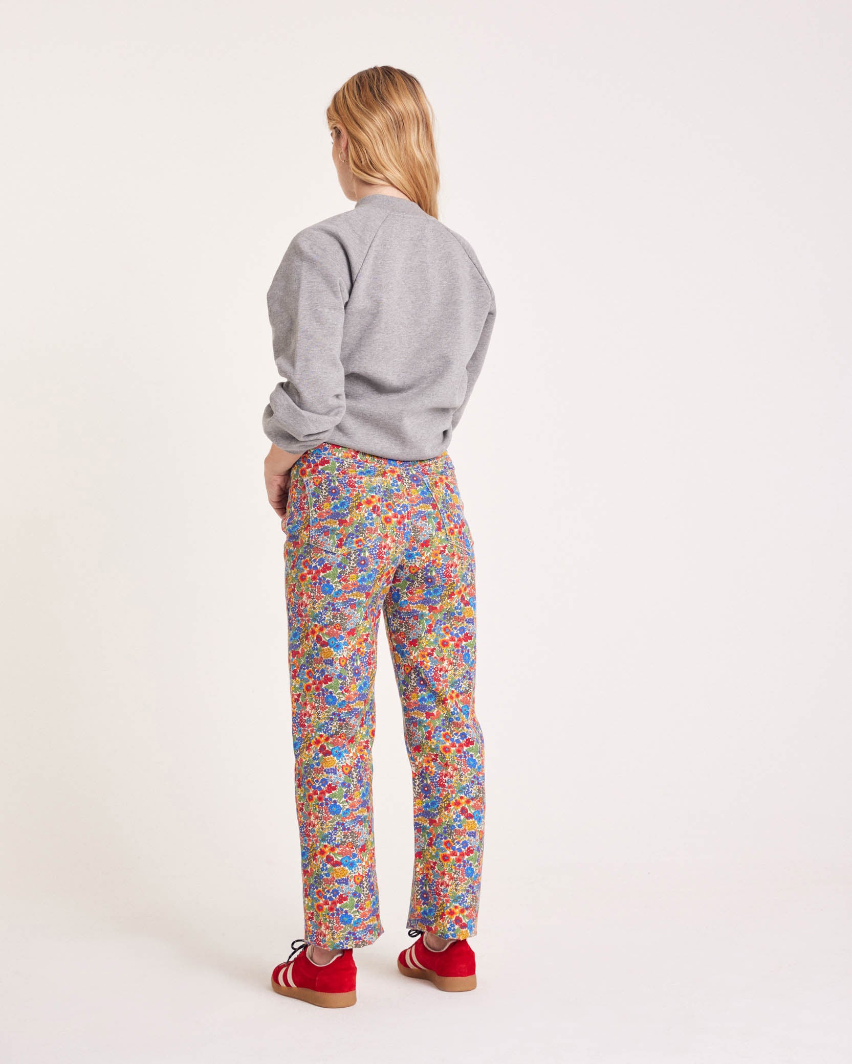 Jeans Robi in fabric Liberty blue and yellow