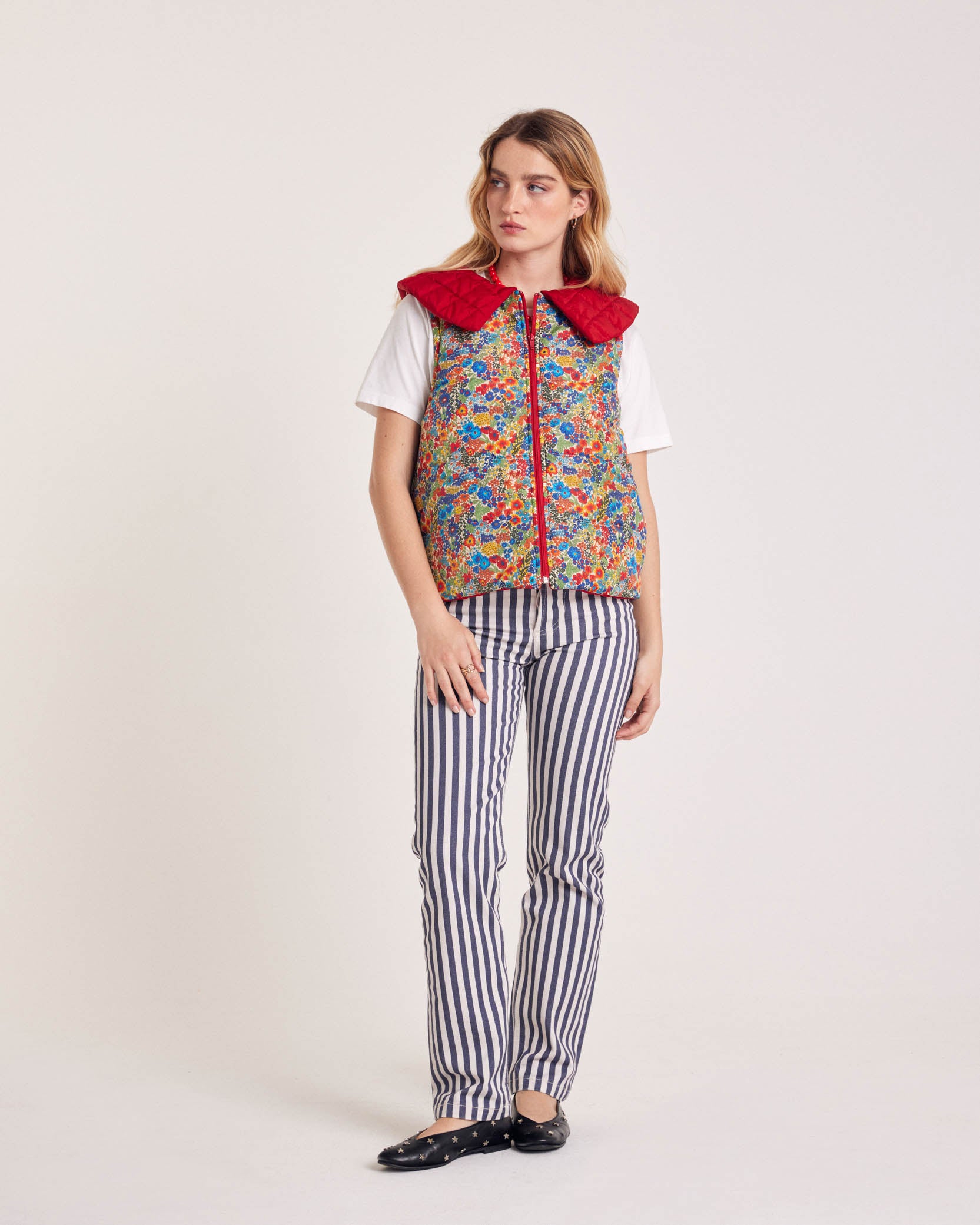 Jeans Robi stripes navy and ecru