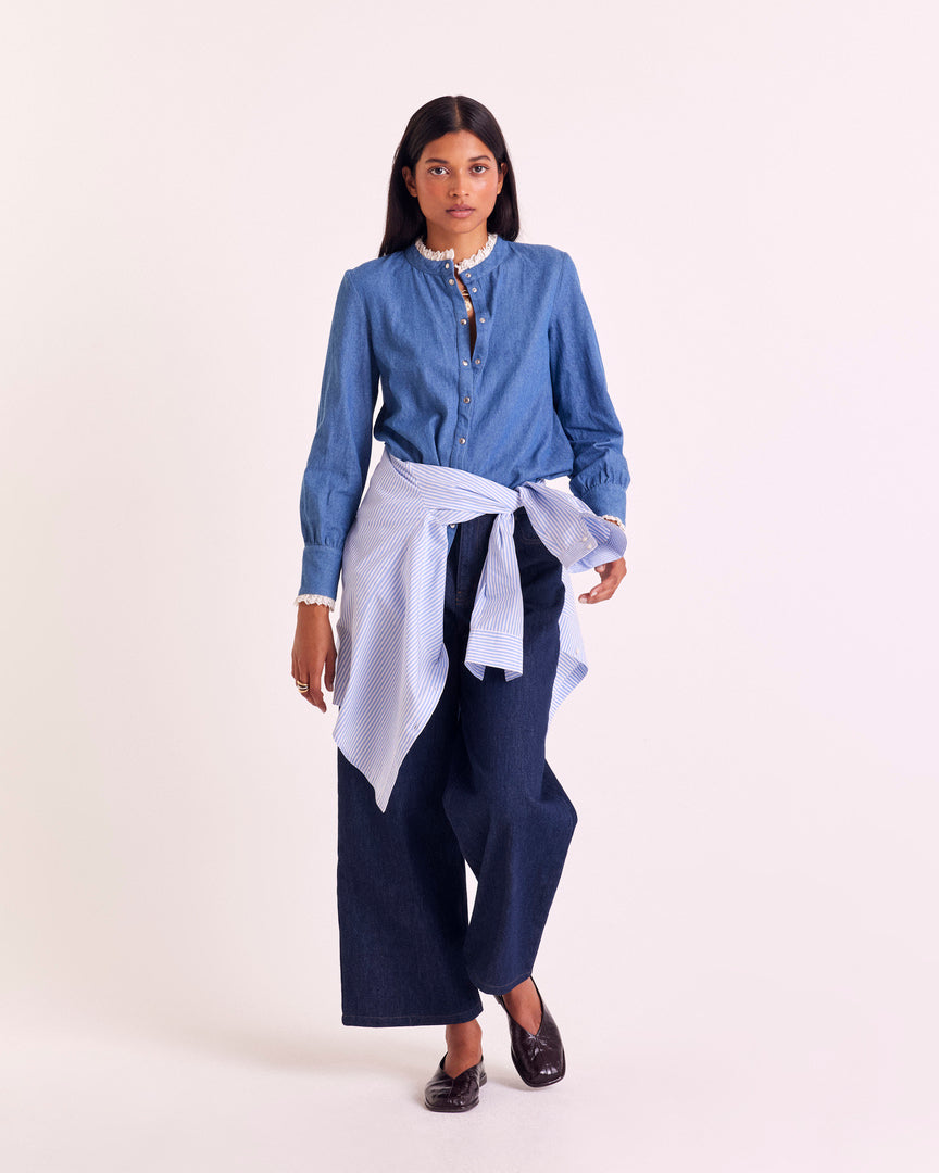 Shirt Léopoldine blue midi