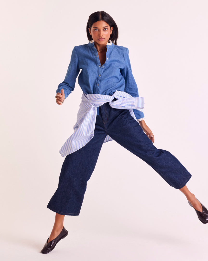 Shirt Léopoldine blue midi