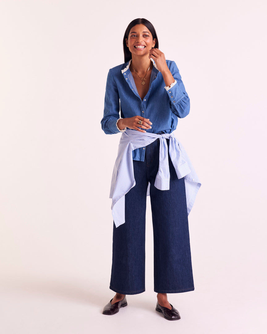 Shirt Léopoldine blue midi
