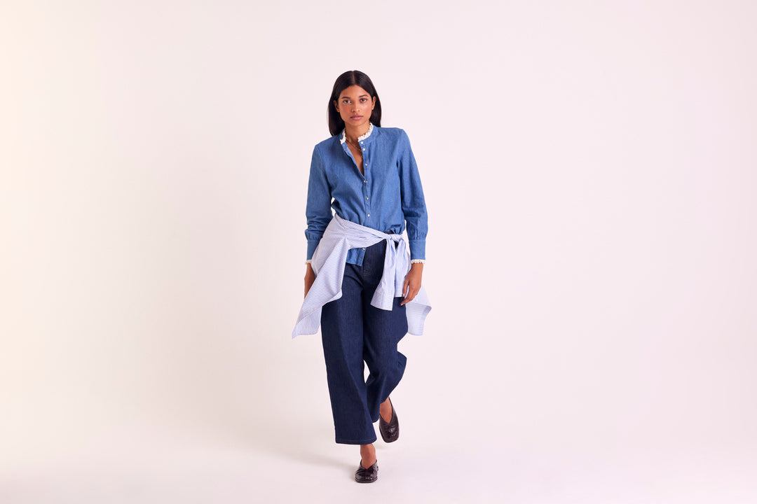 Shirt Léopoldine blue midi