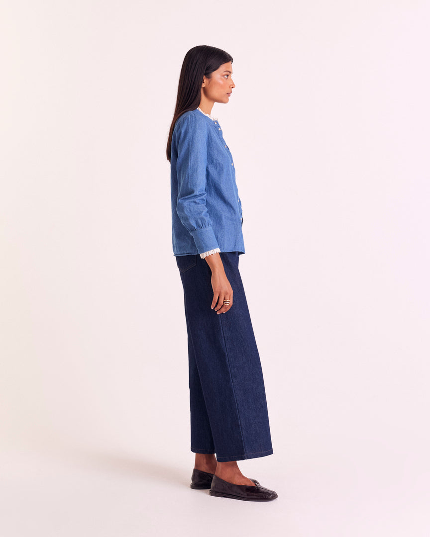 Shirt Léopoldine blue midi