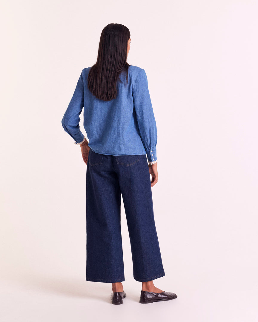 Shirt Léopoldine blue midi