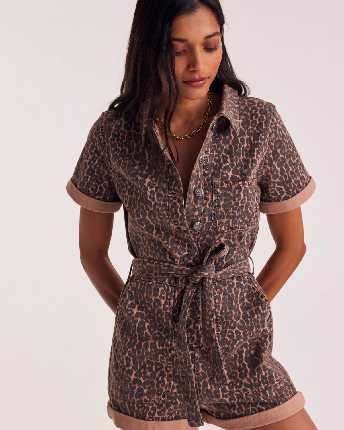 Jumpsuit Floralie leopard coffee