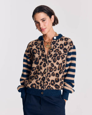 Cardigan Idole bleu et léopard