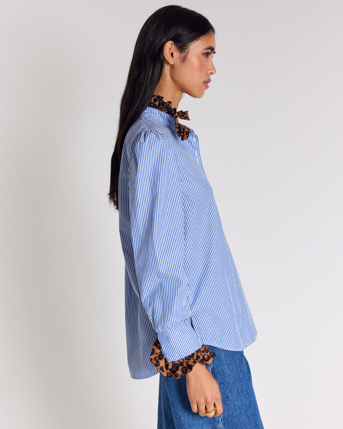 Blouse Source stripes blue and leopard
