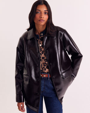 Dark Chocolate Vinyl Clothilde Coat