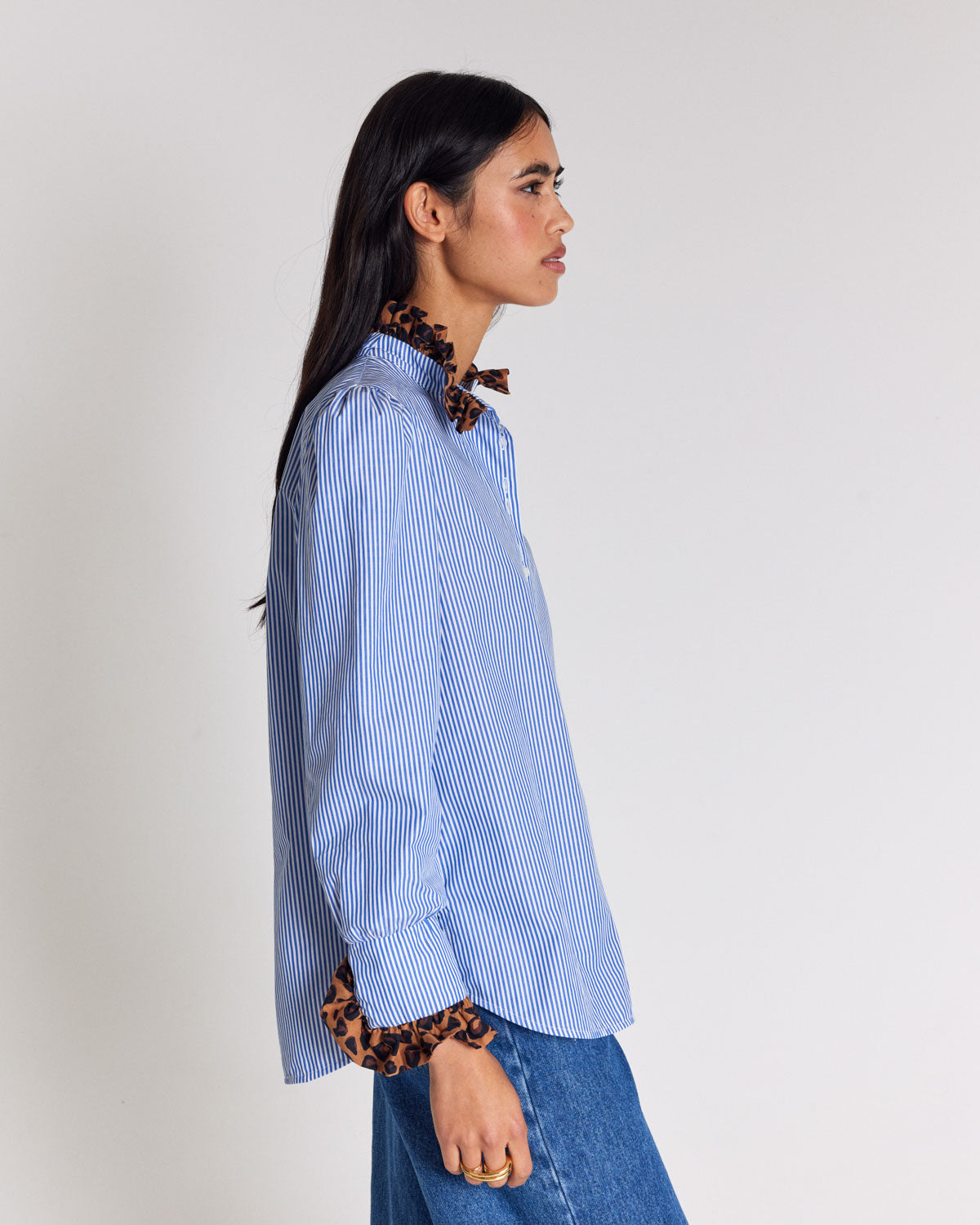 Blouse Source stripes blue and leopard