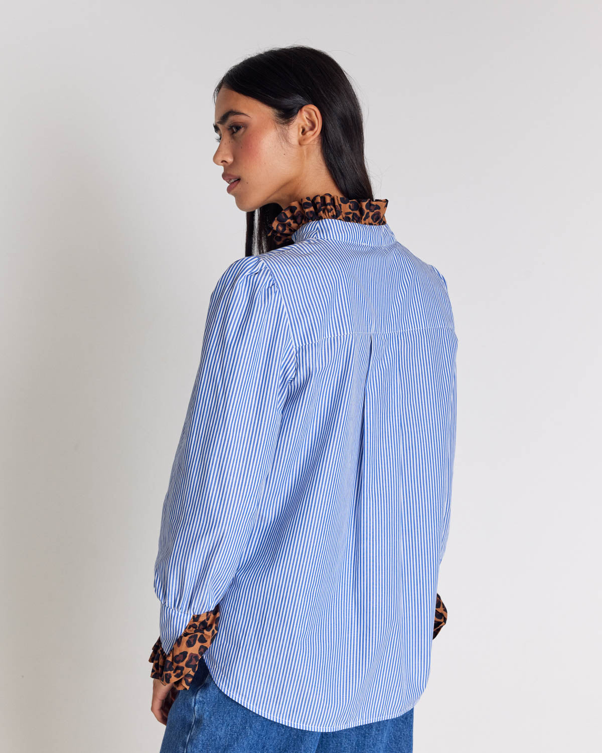 Blouse Source stripes blue and leopard