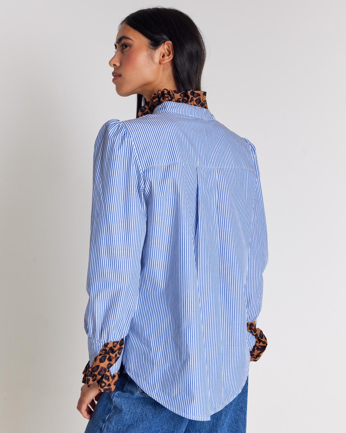 Blouse Source stripes blue and leopard