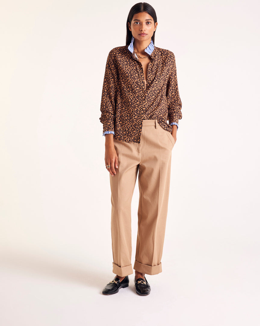Shirt Mina leopard and stripes blue