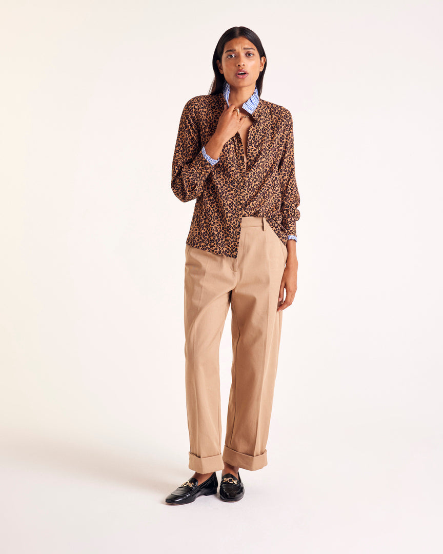 Shirt Mina leopard and stripes blue