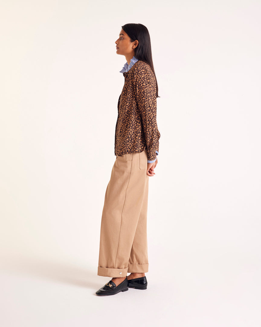 Shirt Mina leopard and stripes blue