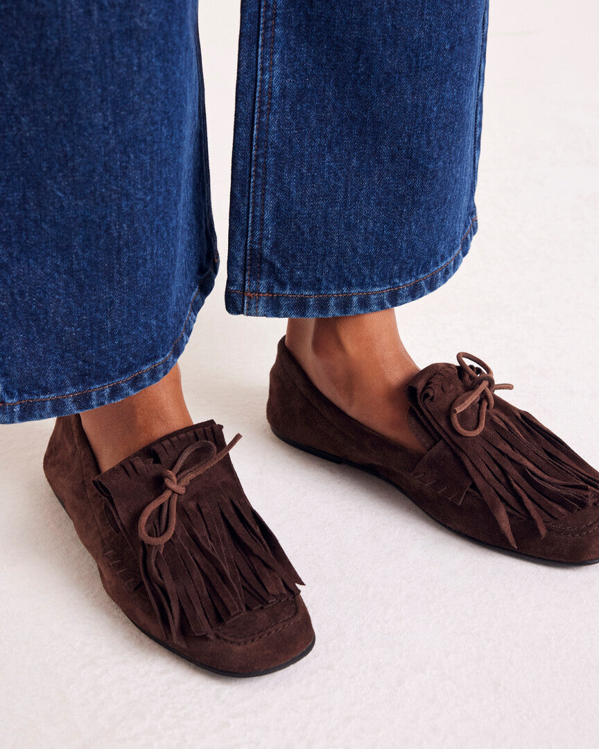 Loafers Alix fringe suede of leather mocha