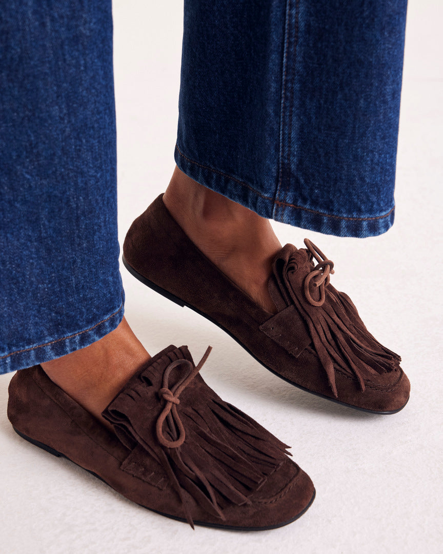 Loafers Alix fringe suede of leather mocha