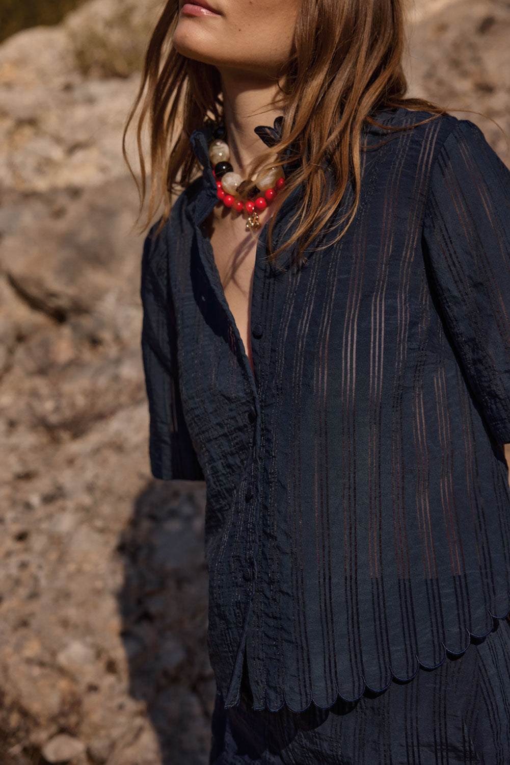 Shirt Amato navy textured