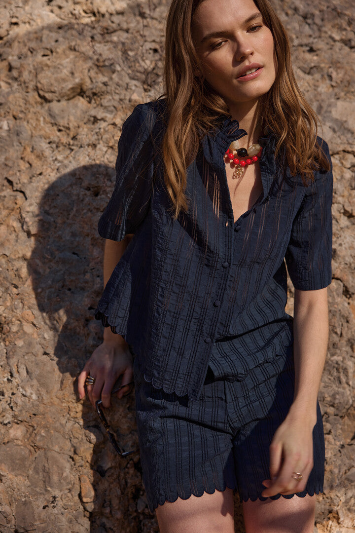 Shirt Amato navy textured