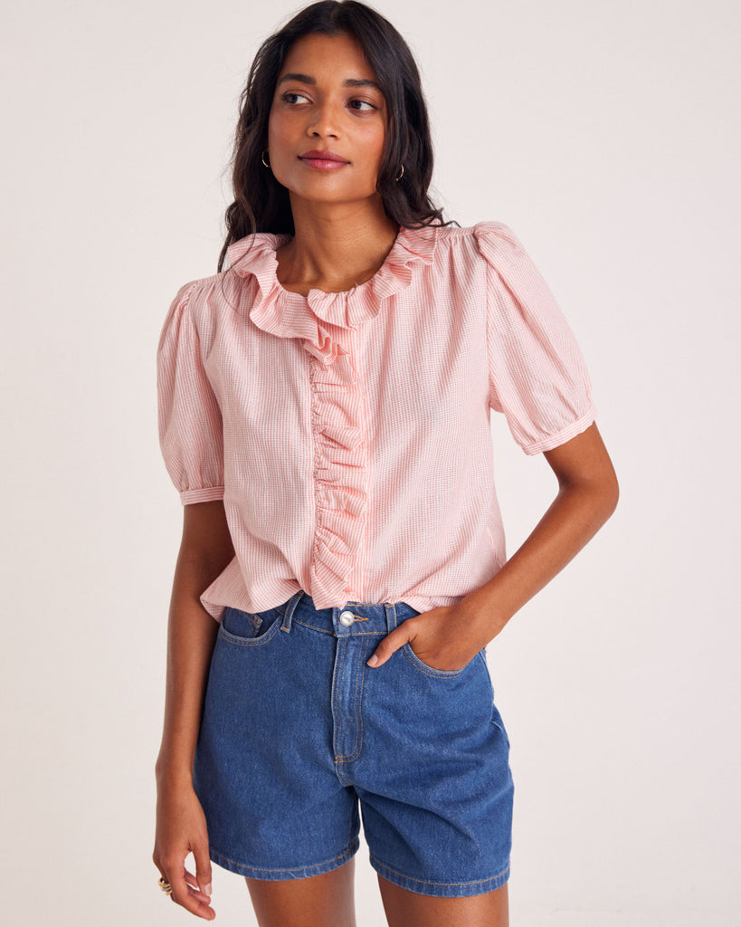 Chemise Baignade rayures corail irisé