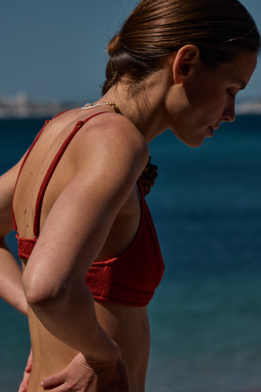 High of swimsuit Figuier terracotta