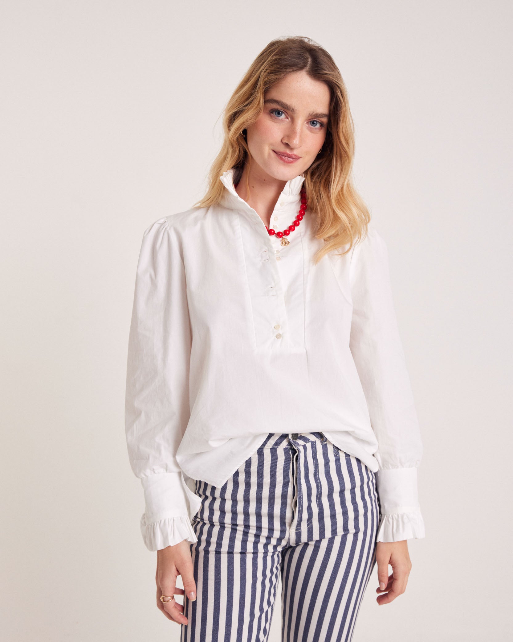 Jeans Robi stripes navy and ecru