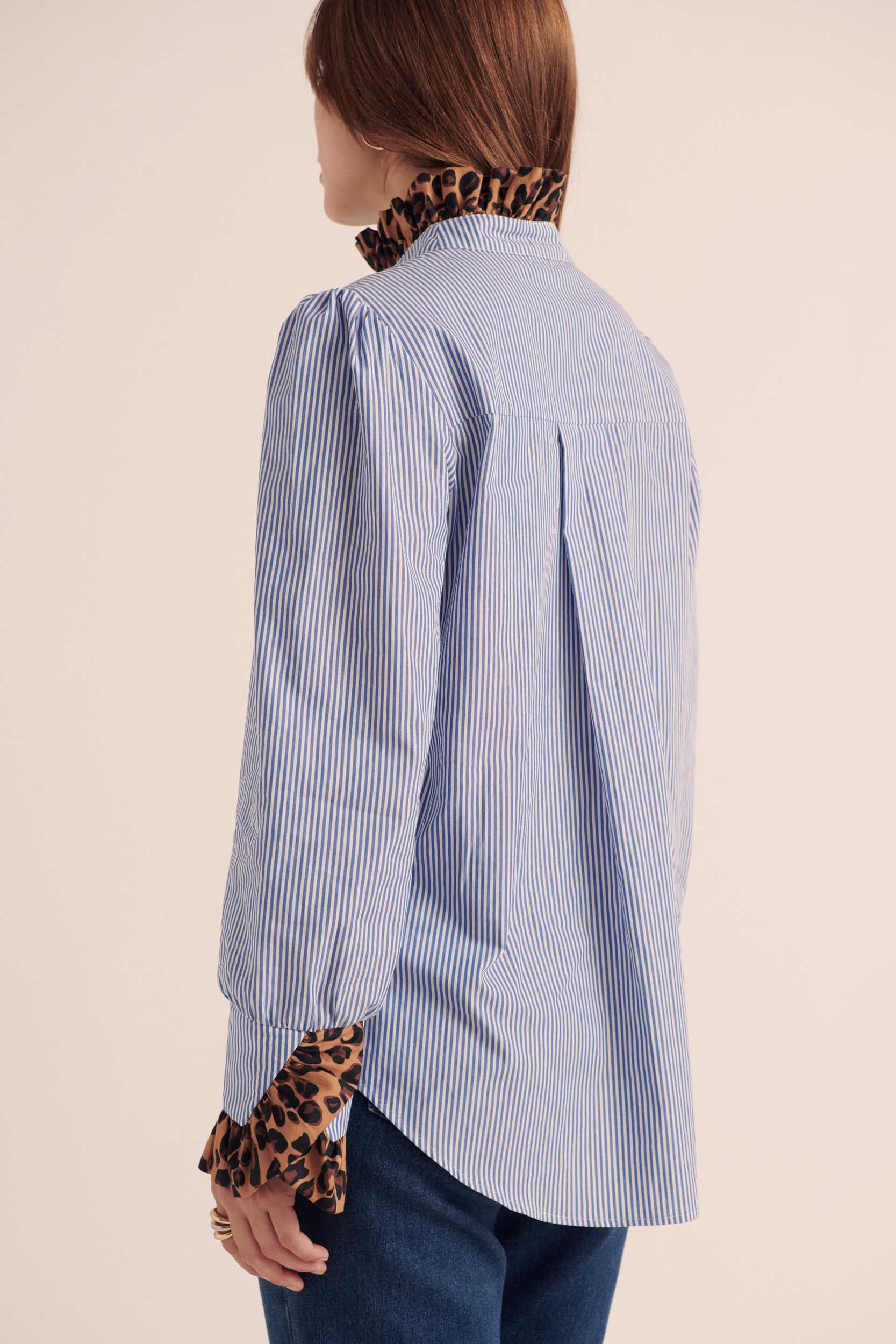 Blouse Source stripes blue and leopard