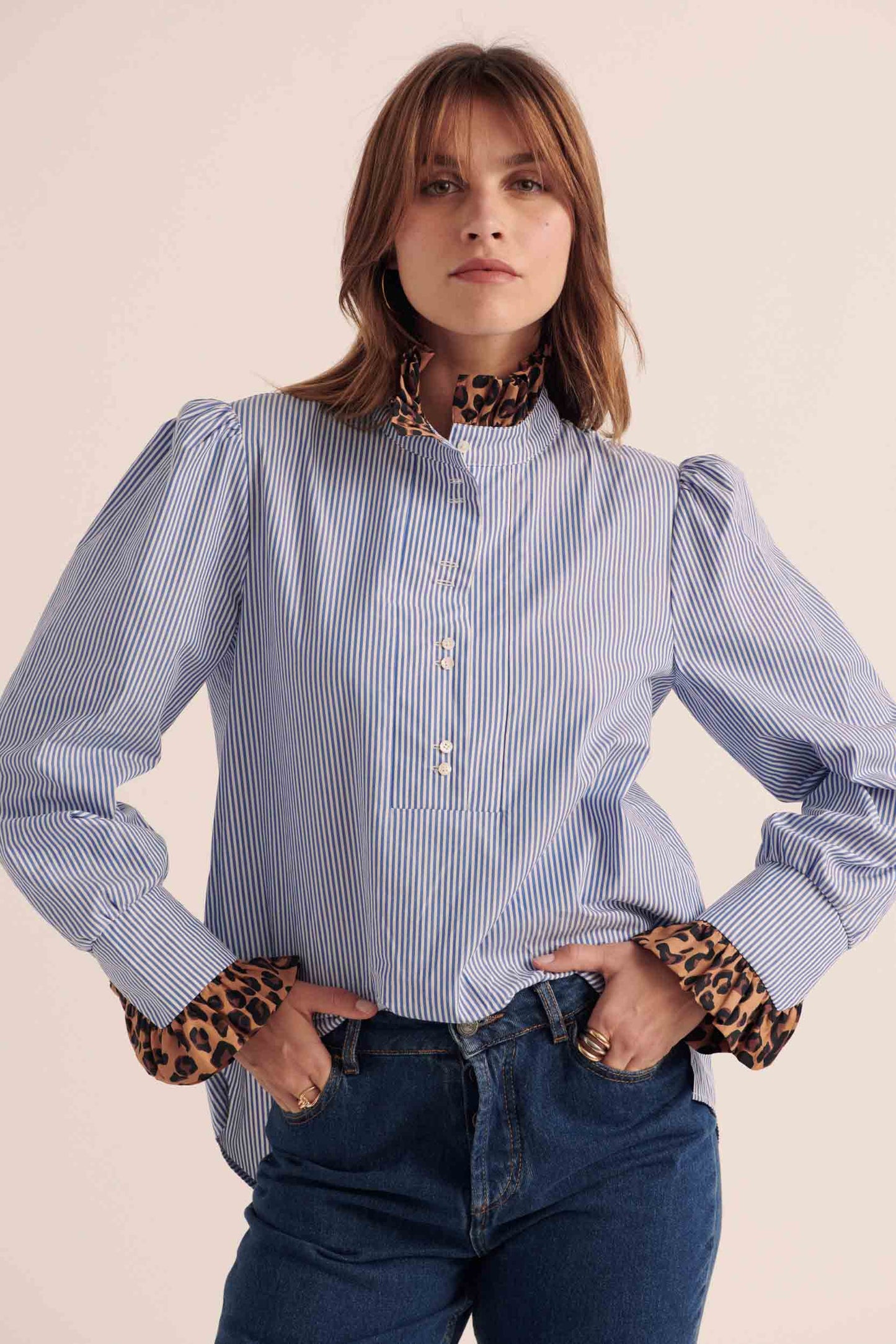 Source leopard and striped blouse