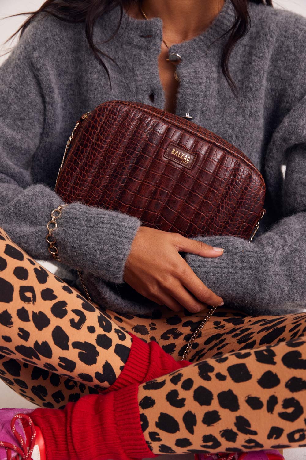 Bag Grand César cognac embossed