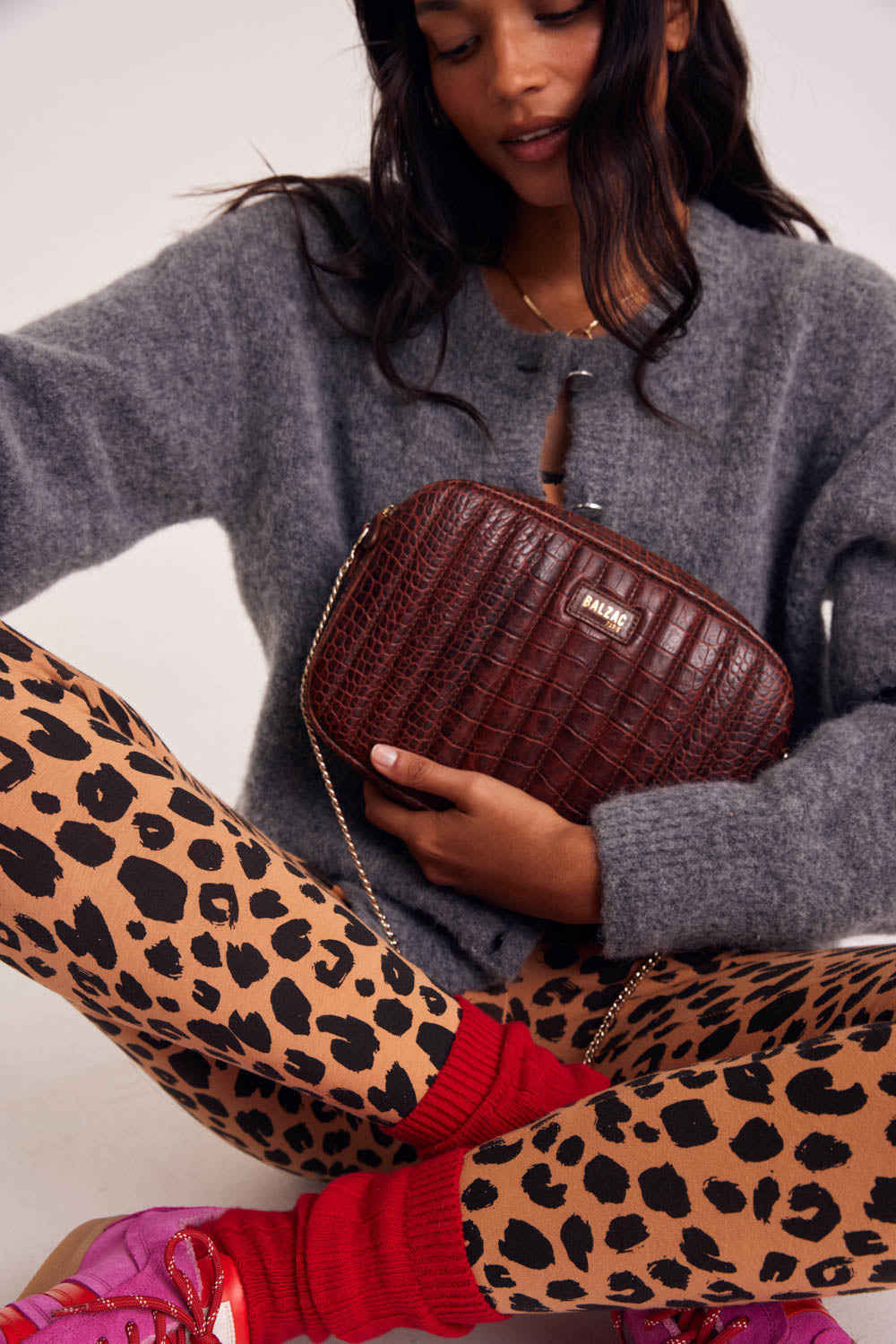 Bag Grand César cognac embossed