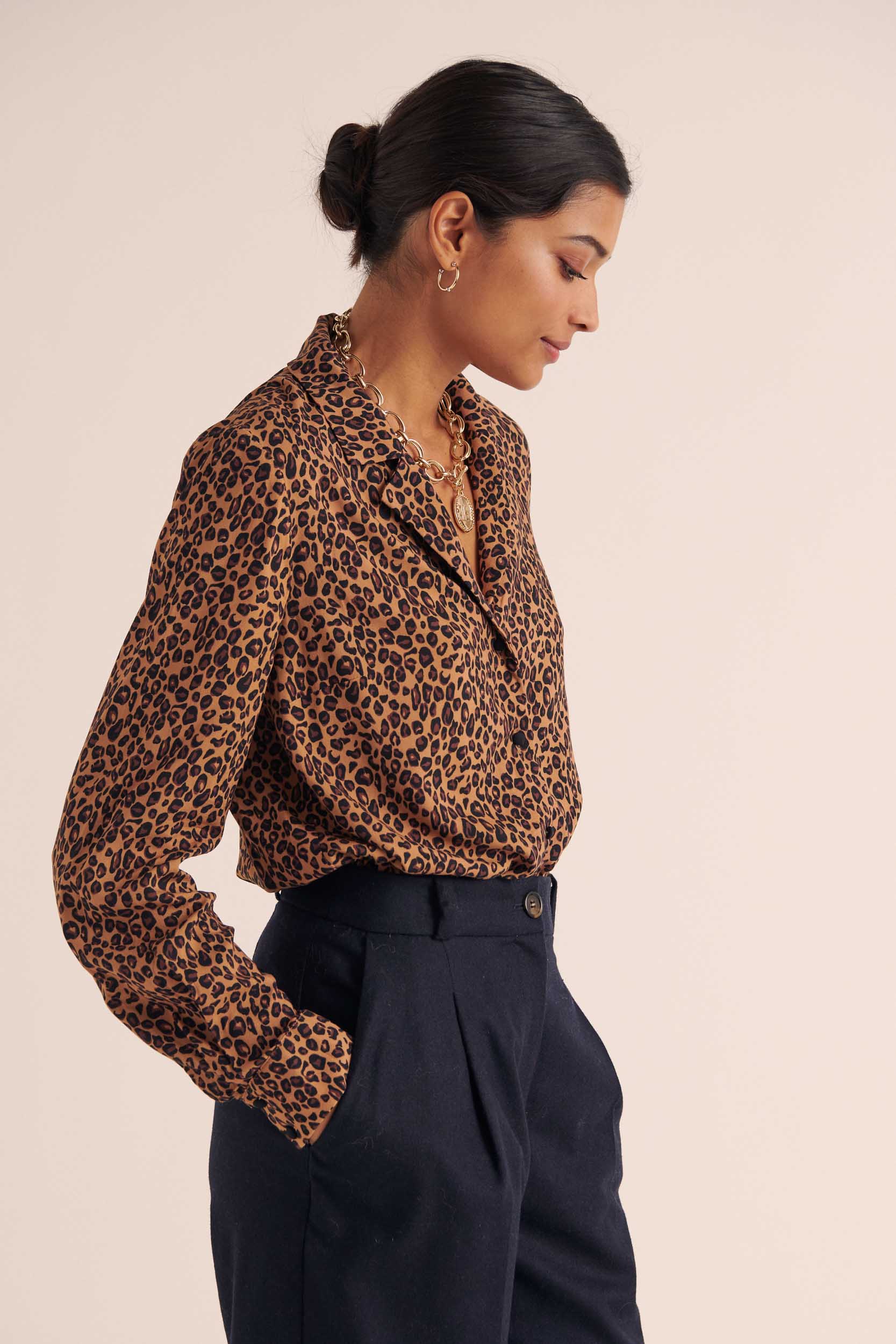 chemisier prune cintré coton mélangé T38