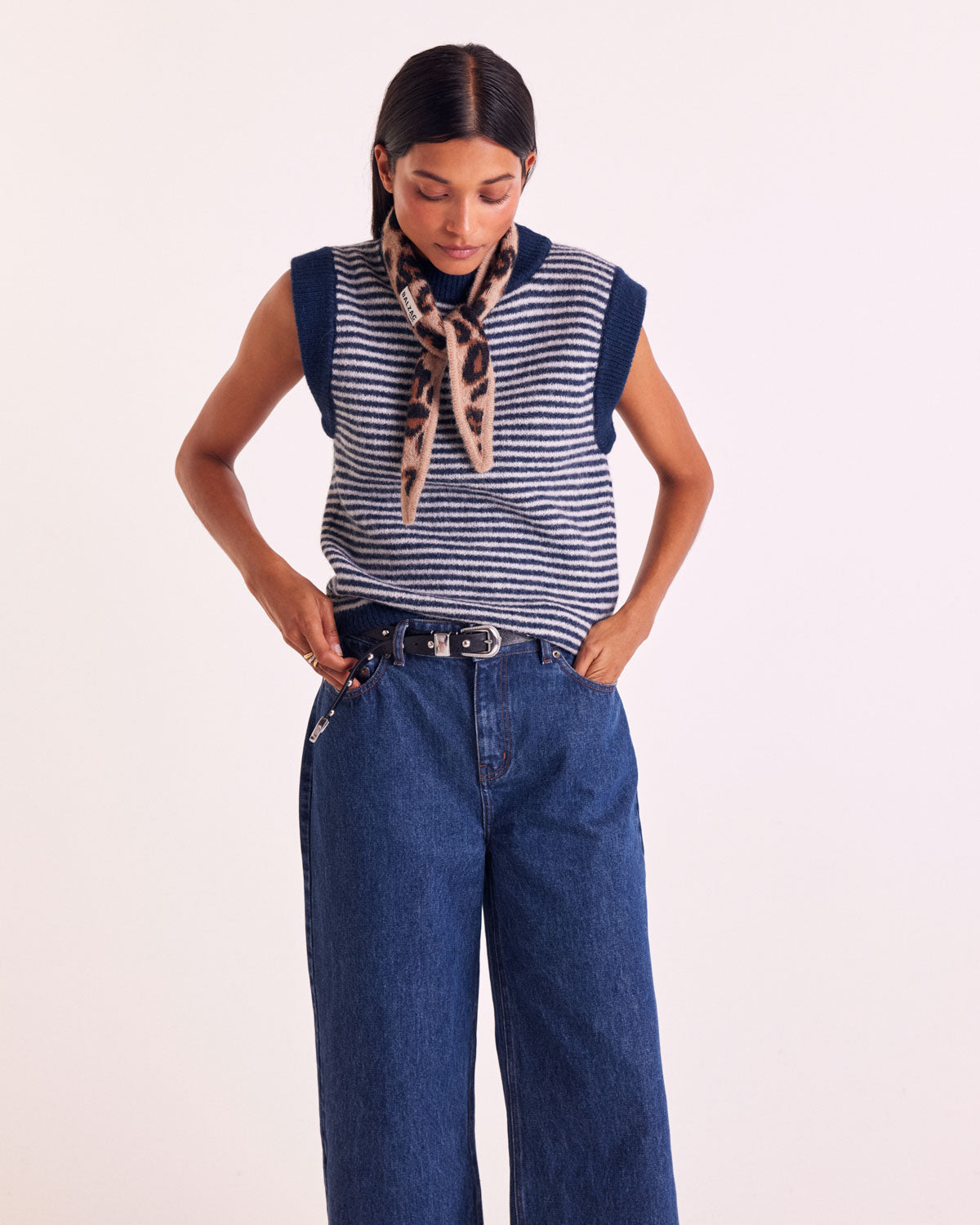 Pull Blason rayures bleu et blanc