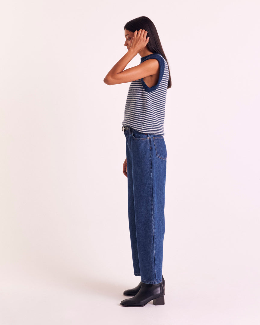 Pull Blason rayures bleu et blanc