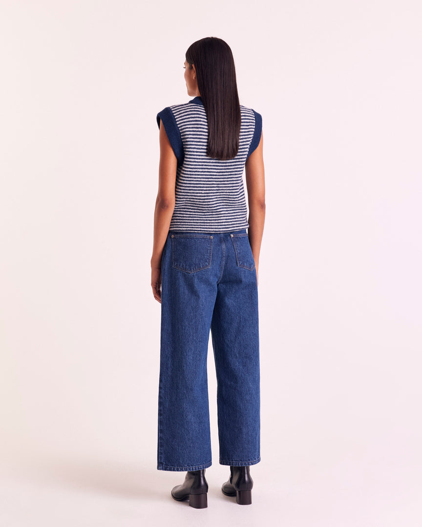 Pull Blason rayures bleu et blanc