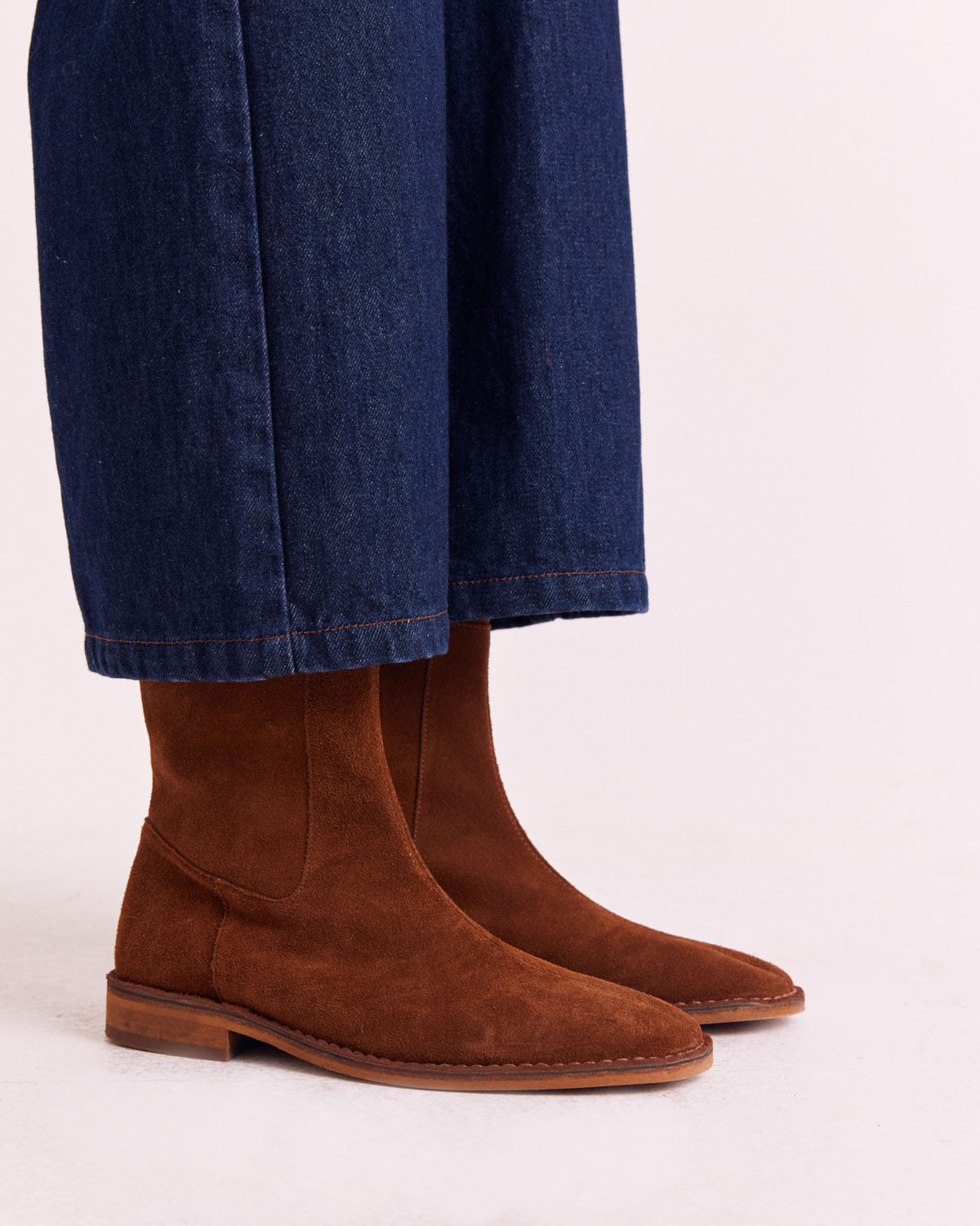 Bottines Léandra croûte de cuir noisette