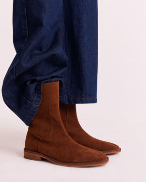 Bottines Léandra croûte de cuir noisette