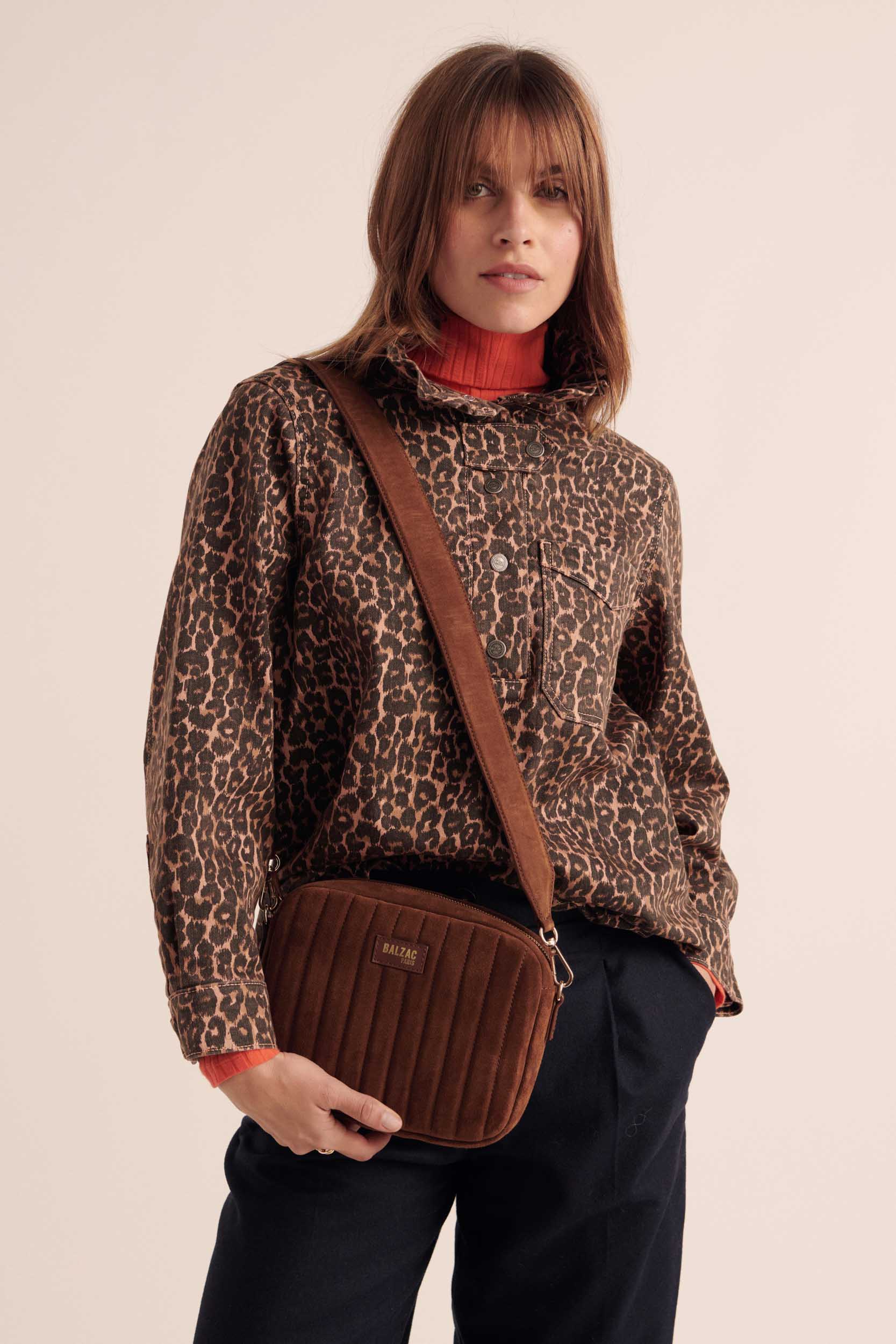 Bag César suede of leather chocolate