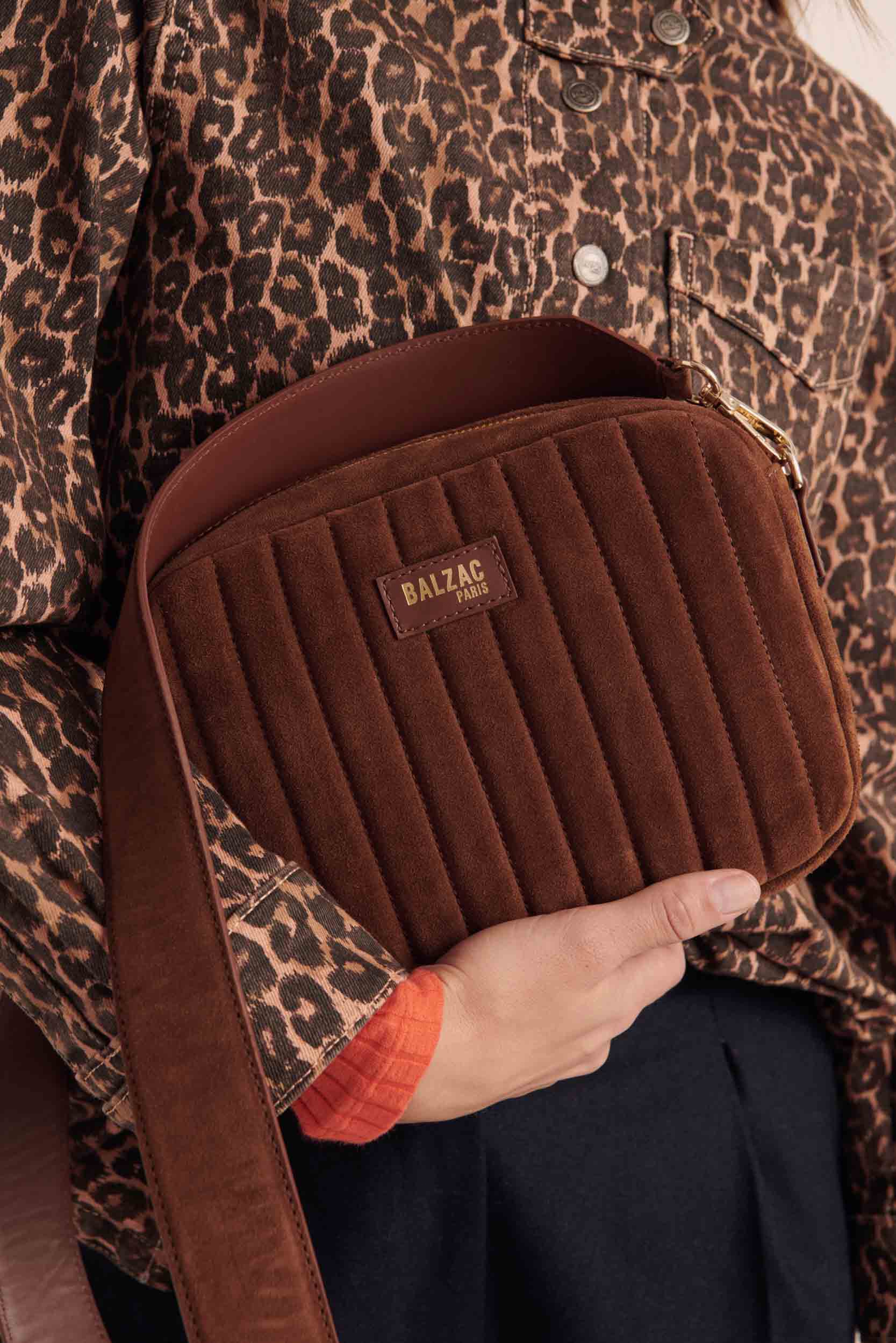 Bag César suede of leather chocolate