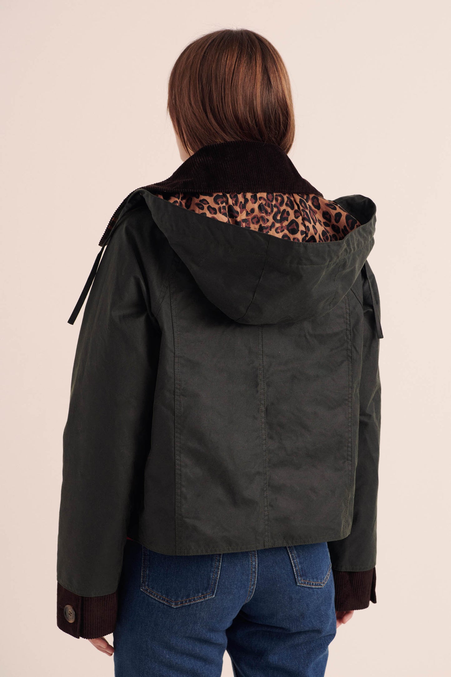 Barbour x BP Elana Khaki and Leopard Adjustable Hood