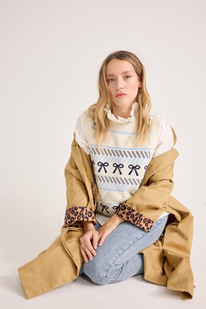 Sweater Priska ecru and navy