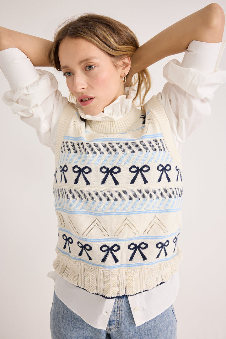 Sweater Priska ecru and navy