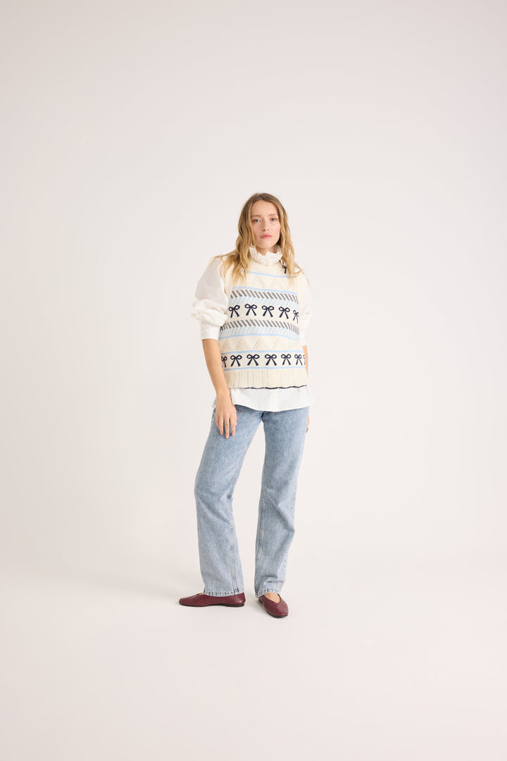 Sweater Priska ecru and navy